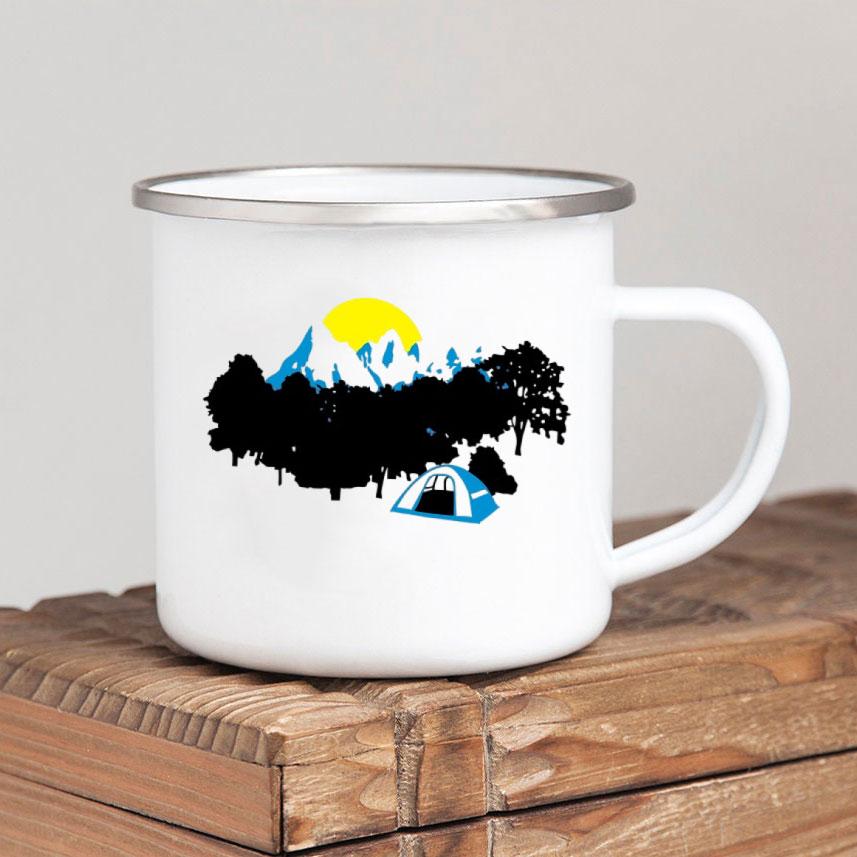 Эмалированная кружка для кофе Forest Camp Adventure Together Camping Cup Идея подарка для Camper Campfire Кружки для походов на открытом воздухе Фестиваль путешествий