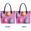  Easter Egg Printed Tote Bag Portable Large Capacity Handbag for Daily Use Shopping