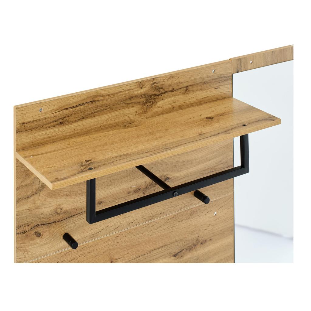 Комплект 190 см, Гардеробный набор Зеркало, Стильная банкетка для обуви, Шкаф для обуви, Ящик, Полка, Крючки для одежды, Настенная вешалка, Цвет дерева & Белый