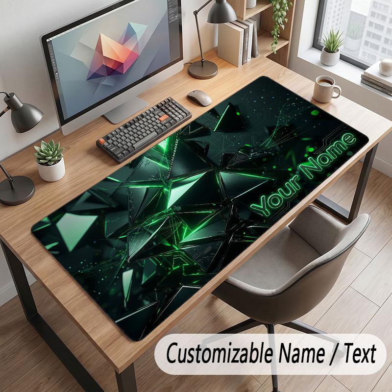 Abstract Geometric Theme Customized Mouse Pad Personalized Print Name Text Desk Mat For Home Office Table Decor