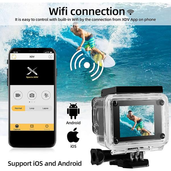 Экшн-камера Ultra HD 4K 30 кадров в секунду Wi-Fi 2,0-дюймовый водонепроницаемый шлем 170D