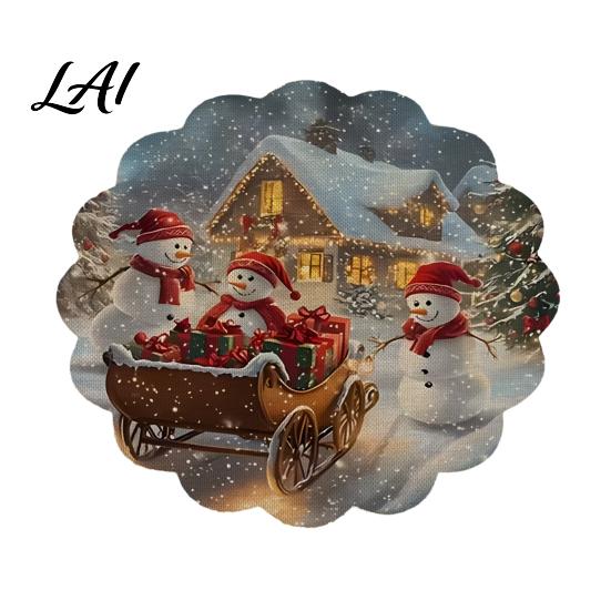 Decorative Heat Insulation Mat Round Christmas Placemat 14 Inch Festive Pattern Anti Slip Tabletop Protector Holiday Home Table Protector Place for