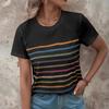 Summer Women Fashion Striped T-Shirt Holiday Tops 3d Print Shirt Harajuku Female Shirt Loose Set Head Short-Sleeved Clothing