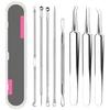 KKYOYRE Blackhead Acne and Hair Removal Tweezers Set of 8 with Storage Pore Care Kit with Precision Antibacterial Stainless Steel Blackhead Strawberry