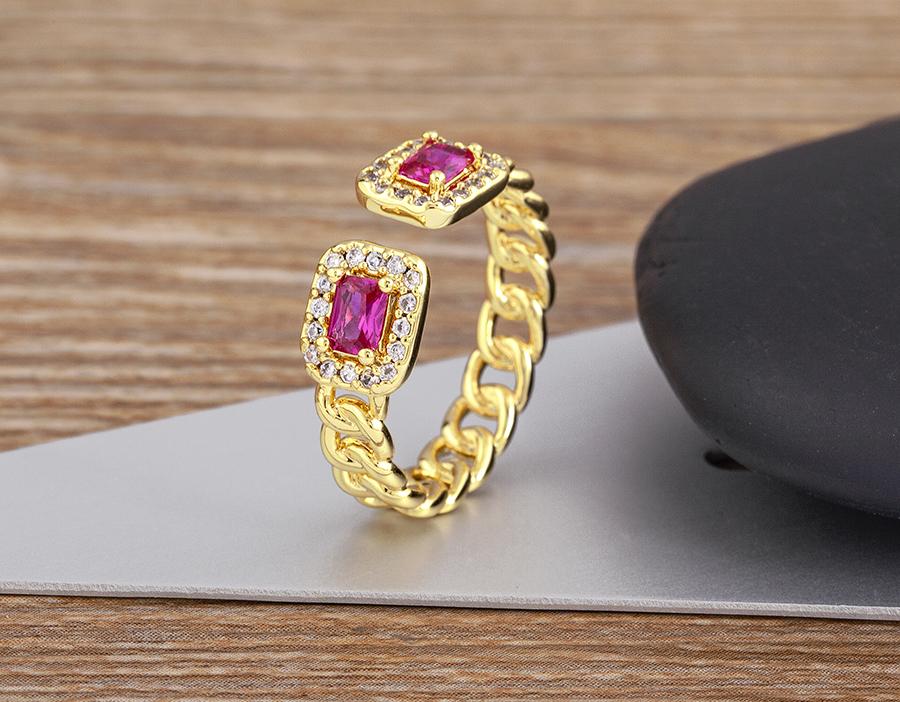 Nidin Fashion Luxury Crystal Rectangle Cubic Zirconia 5 Colors Rings Newly Designed Female Finger Open Adjustable Jewelry Gift