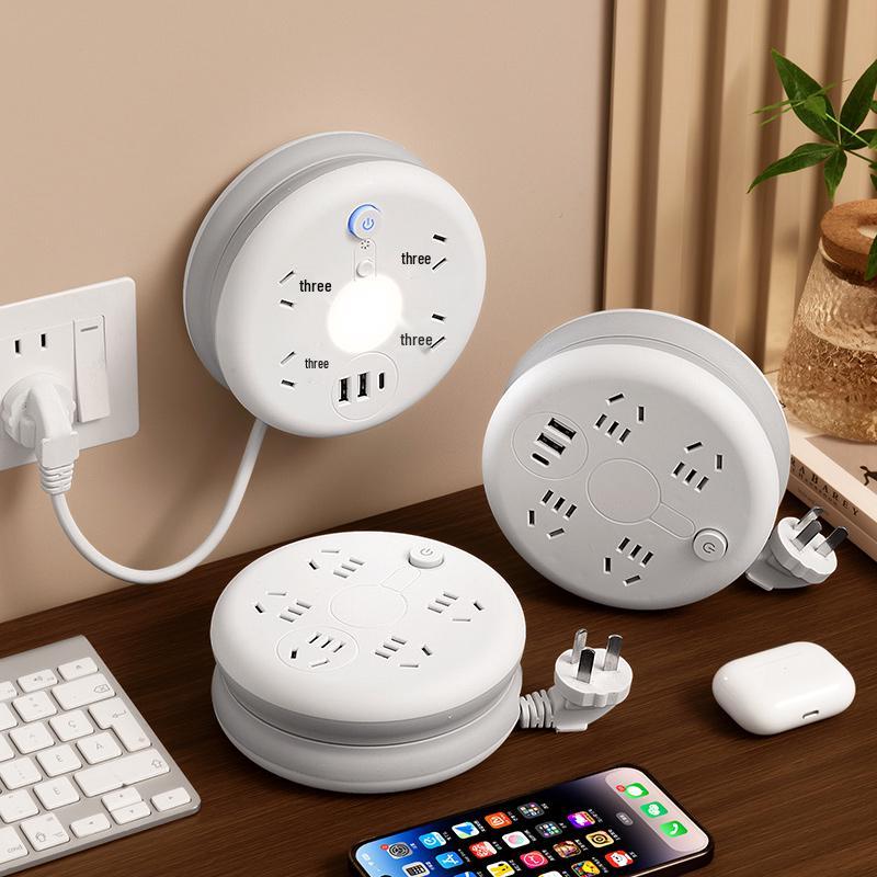 Круглый выдвижной многофункциональный телескопический удлинитель с USB и длинным шнуром - Идеально подходит для общежитий и домов