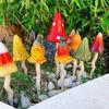 Planter Insert Ceramic Mushroom Colorful Glazed Mushroom Decoration Hand-Painted Toadstools Sculptures