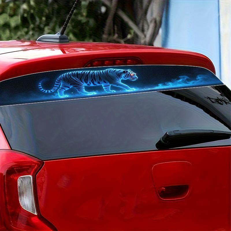 1 шт. Синий Огненный Тигр Автомобильные Наклейки для DIY Автомобиля Переднее и Заднее Стекло Грузовик Внедорожник Водонепроницаемые Виниловые Наклейки на Окно Самоклеящиеся