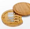 Bamboo Cheese Board Set - 25cm Charcuterie Board With Slide-Out Drawer and Cheese Tools - Cheese Serving Platter Tray - Great Gift Idea