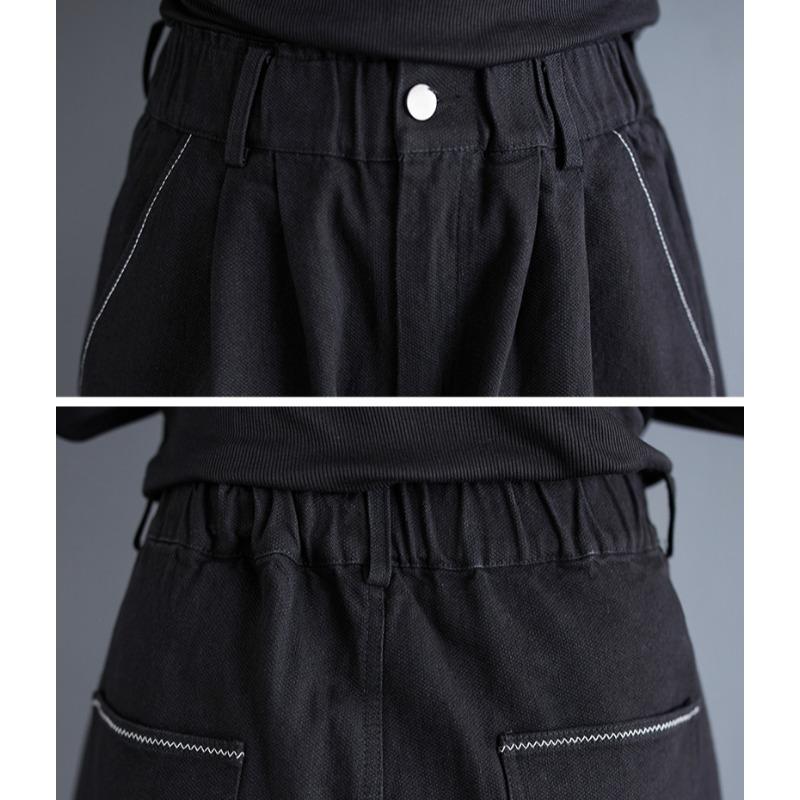 Dimanaf 2025 Большие размеры Женские весенние джинсы Шаровары Повседневные эластичные Базовые длинные брюки Широкие брюки с высокой талией