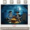 Party Backdrop Halloween Pirate Moon Skeleton Treasure Chest Flat Spooky Night Photo Background Decor Outdoor Party Decor