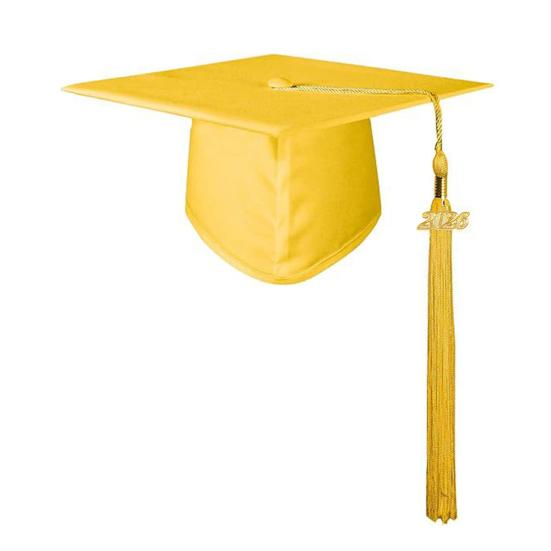 Унисекс Матовая академическая шапочка с кисточкой-шармом 2026 года Взрослые Поздравляем Выпускной аксессуар для средней школы Бакалавр Магистр