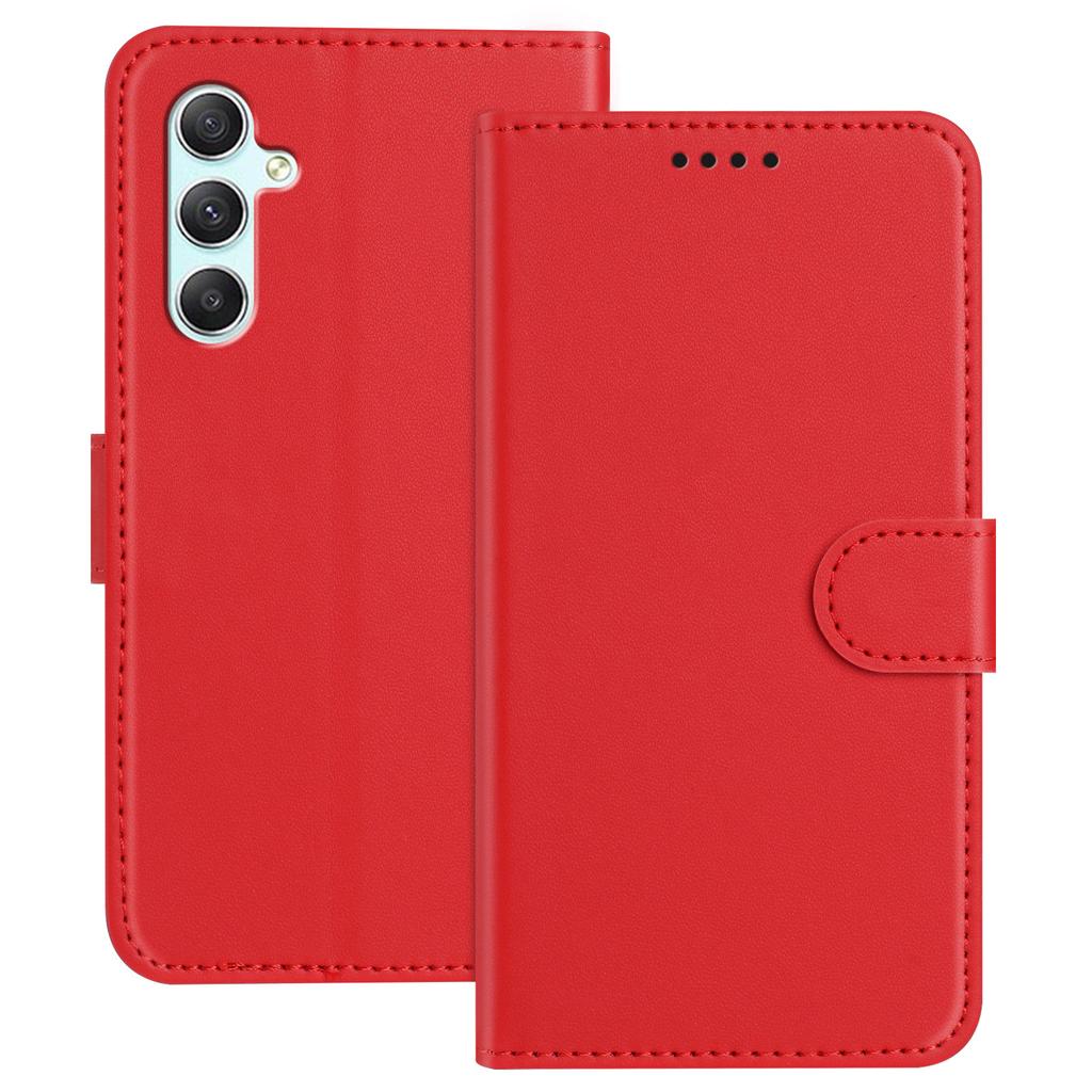 For Samsung Galaxy A34 5G Leather Case Wallet Stand Solid Color Anti Drop Phone Cover
