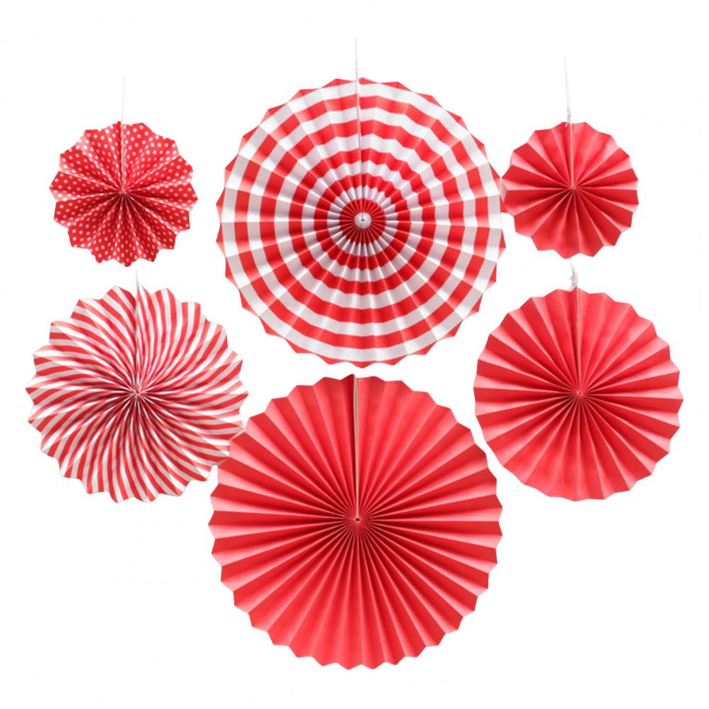 6Pcs Tissue Paper Lantern/Pom Poms Flower/Rosette Fans Paper Fan Wall Decoration Background Ceiling Hanging Ornaments
