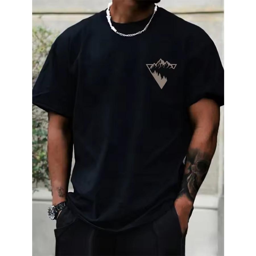 New Summer Daily Casual Men's T-shirt Outdoor Sports Short Sleeve Top 3D Mountain Print Men's T-shirt Street Fashion Men's Top