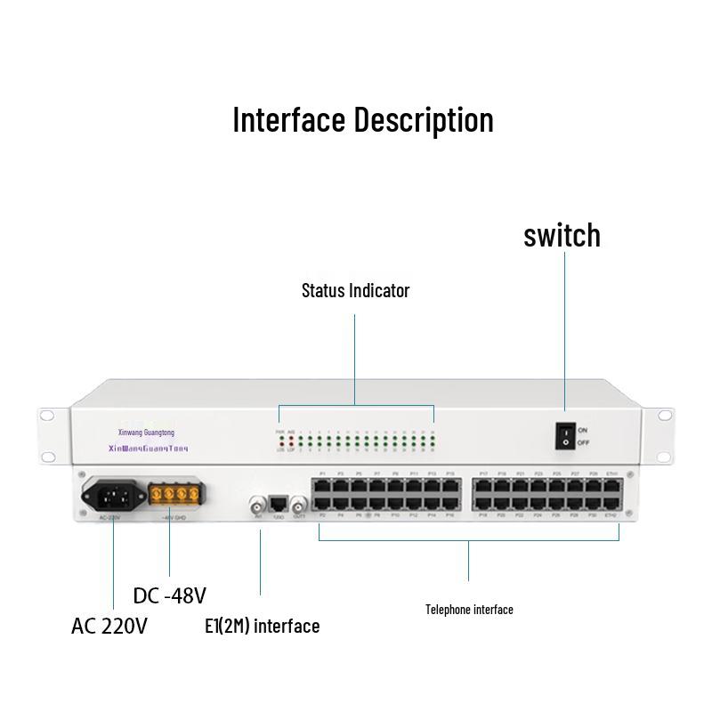 Xinwang Guangtong XW-1E1-16P2FE E1 PCM Optical Transceiver