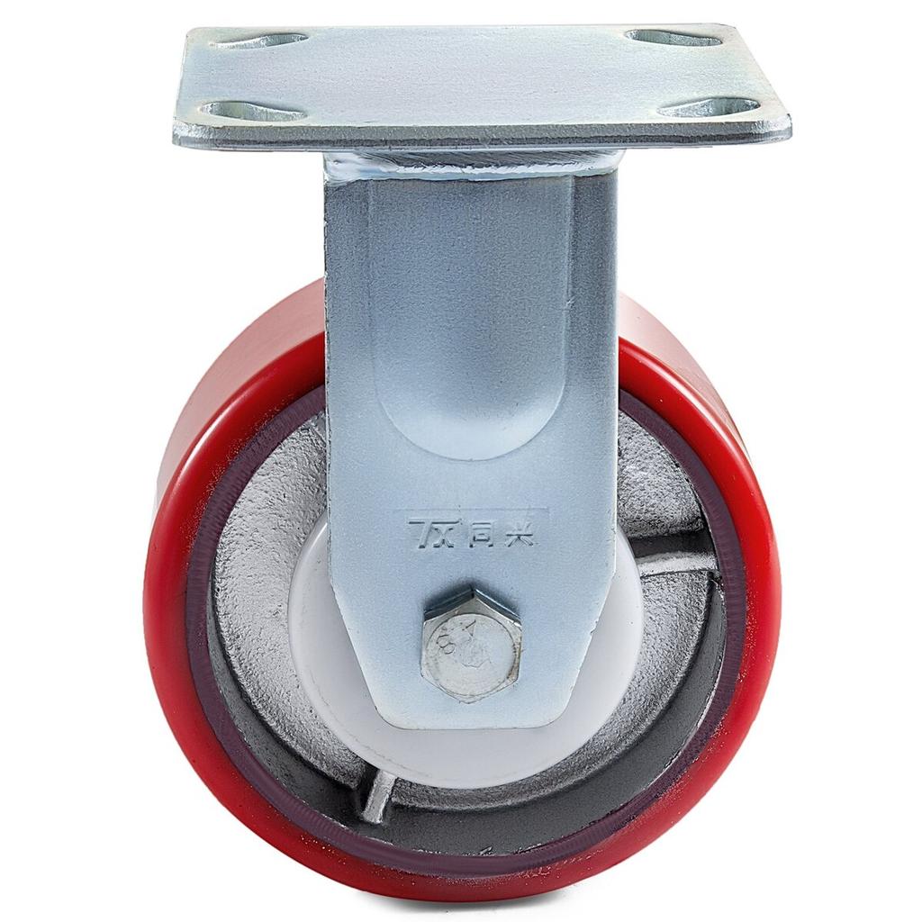 4 Pack 6 x 2 Inch Caster Wheels 2 Rigid and 2 Swivel Casters with Side Brake Polyurethane Iron Core Plate 1000LBS Capacity Per Wheel