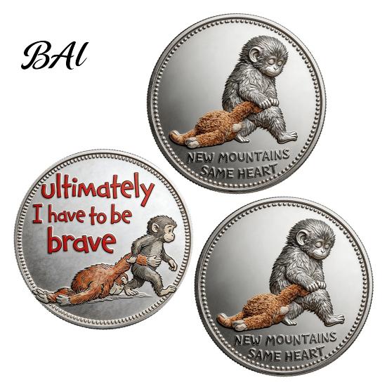 Encouragement Token Emotional Support Coin Inspirational Monkey Challenge Pocket Double?Sided Collectible for Friends Family Motivation Keepsake