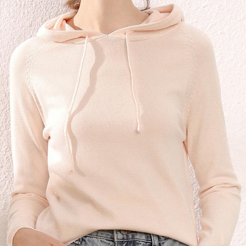 Свитер с капюшоном, женский шерстяной вязаный свитер, офисная женская корейская модная элегантная повседневная зимняя одежда большого размера