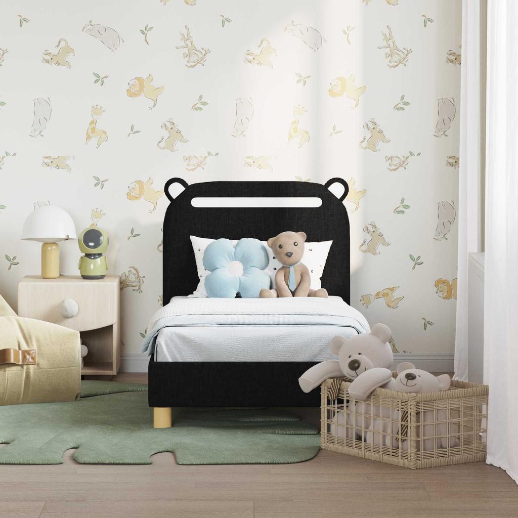 Kids Bed Frame with Headboard Black 70 x 140 cm Fabric