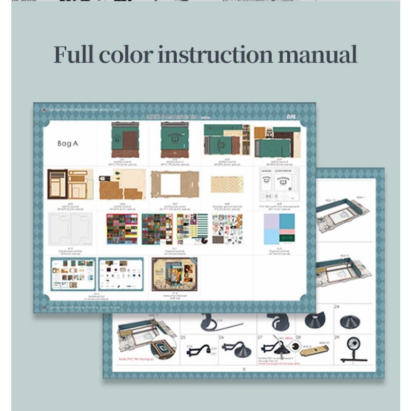 DIY Cottage Bookstore Book Stand Buckle Stitching Wooden Doll House Creative House Gift Exquisite Music Box 14+ Gifts