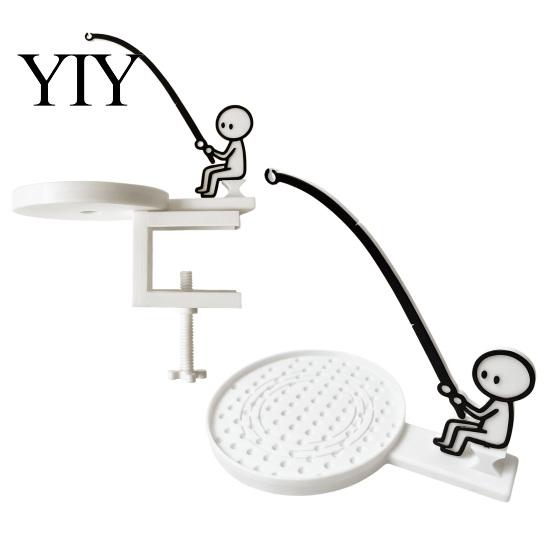 Tea Bag Holder for Glass Cup Fishing Man with Coaster, Cute Stick Figure Minimalist Anti-drip Coaster Holder, Funny Desk Drip Catcher, Novelty
