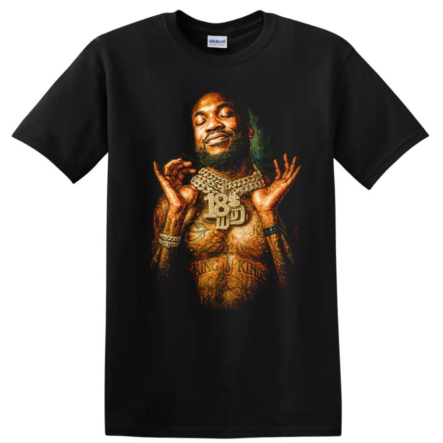 Хип-хоп футболка с художественным портретом Meek Mill Кулон-цепочка Футболка