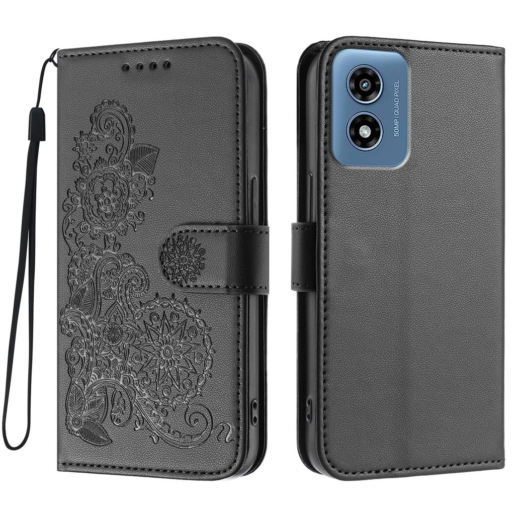 For Motorola Moto G Play (2024) 4G Phone Cases Mandala Flower Leather Wallet Mobile Cover with Strap