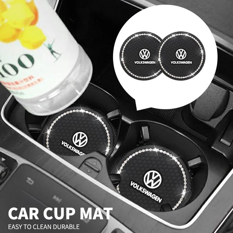 Для автомобиля Volkswagen Подстаканник Держатель для стакана воды и бутылки Алмазный нескользящий коврик Декор для Volkswagen VW R GTI Golf 5 7 Caddy Passat