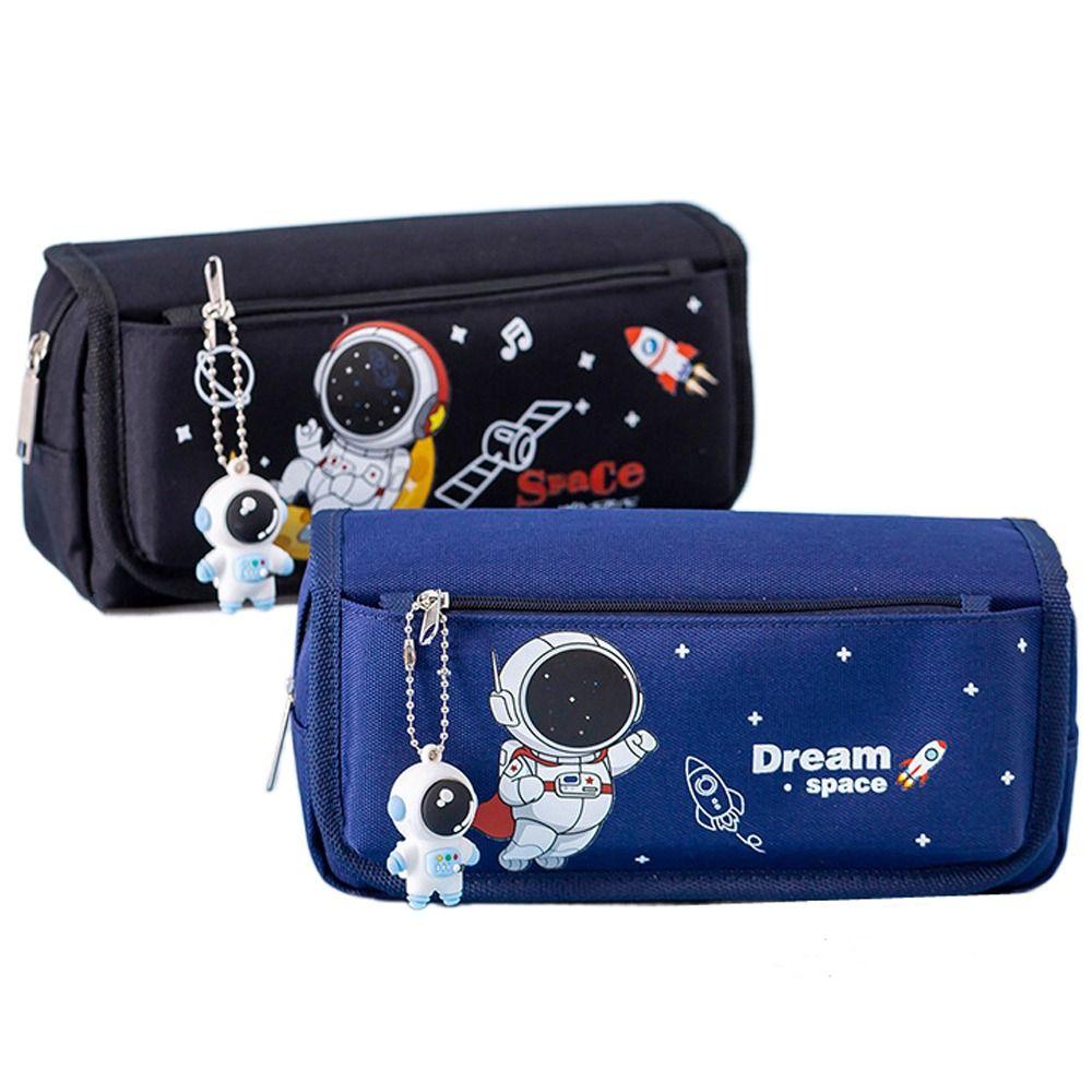 Double Layer Stationery Bag Large Capacity Pencil Bag Astronaut Pencil Case Office Accessories