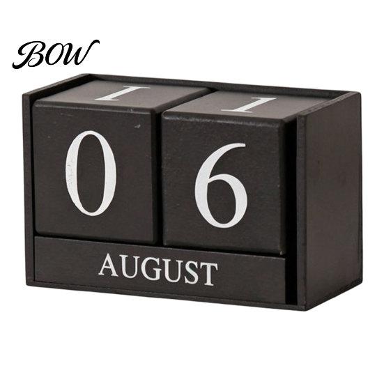 Durable Iron Art Calendar Metal Bird Perpetual Desk Calendar, Frame Desktop Office Accessory with Rotating Flip Month Date Display for Home