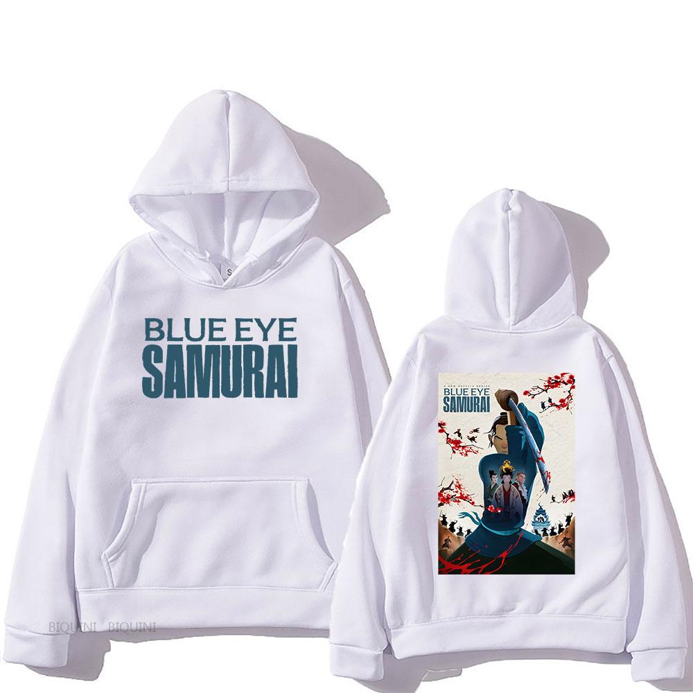 Толстовки с капюшоном Blue Eye Samurai Sudaderas Hombre Winter Comfortable Pocket Sweatshirts Fleece Warm Men Clothing Anime Cartoon Hoody