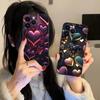 Светящийся чехол для телефона в стиле Y2K с сердечками для iPhone 17 16 15 14 13 12 11 X XR XS 8 7 Air Pro Max Plus Mini Цветной чехол для мобильного телефона