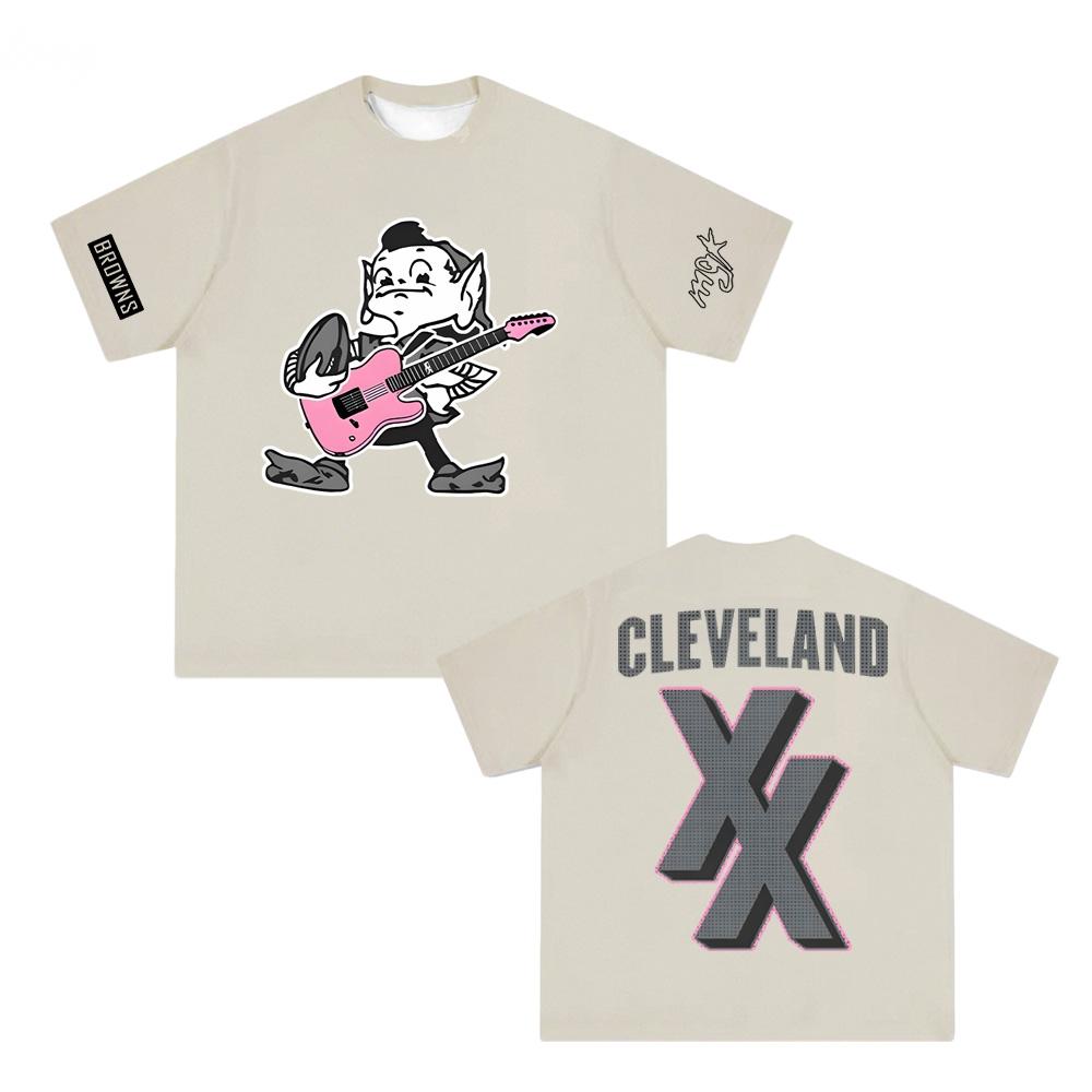 Футболка Mgk X Cleveland Browns Машион Ган Келли Рэперский Тот же Стиль Рукава Удобные Хип-хоп Топы Харадзюку Летняя Футболка