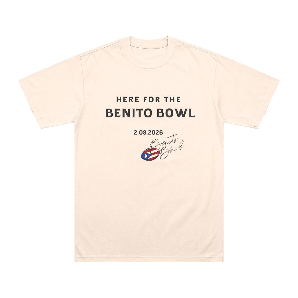 Здесь для футболки с коротким рукавом The Benito Bowl Bad Bunny Хип-Хоп Музыка Футболка Унисекс Хлопок Высокого Качества Одежда с коротким рукавом