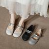 Woven Hollow Shoes Niche Mesh Toe Shoes Metal Buckle One-strap Women's Shoes Round Toe Flat Mary Jane Shoes