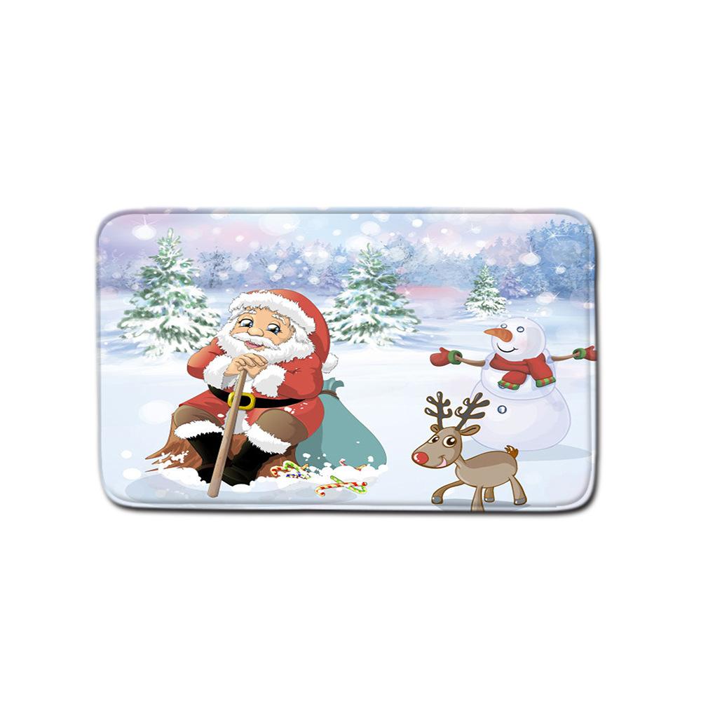 Christmas Shower Curtain Polyester Cloth Toilet Seat Four-Piece Set Entrance Door Mat Bedroom Living Room Floor Mat Carpet