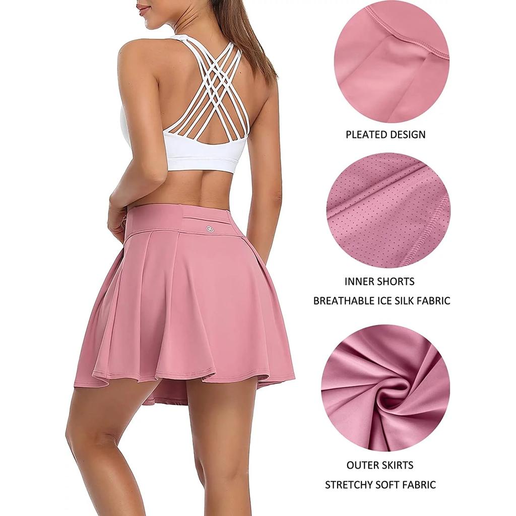 CHARMLEAKS Женская спортивная юбка с эластичной резинкой на талии, спортивная нижняя часть с внутренними шортами