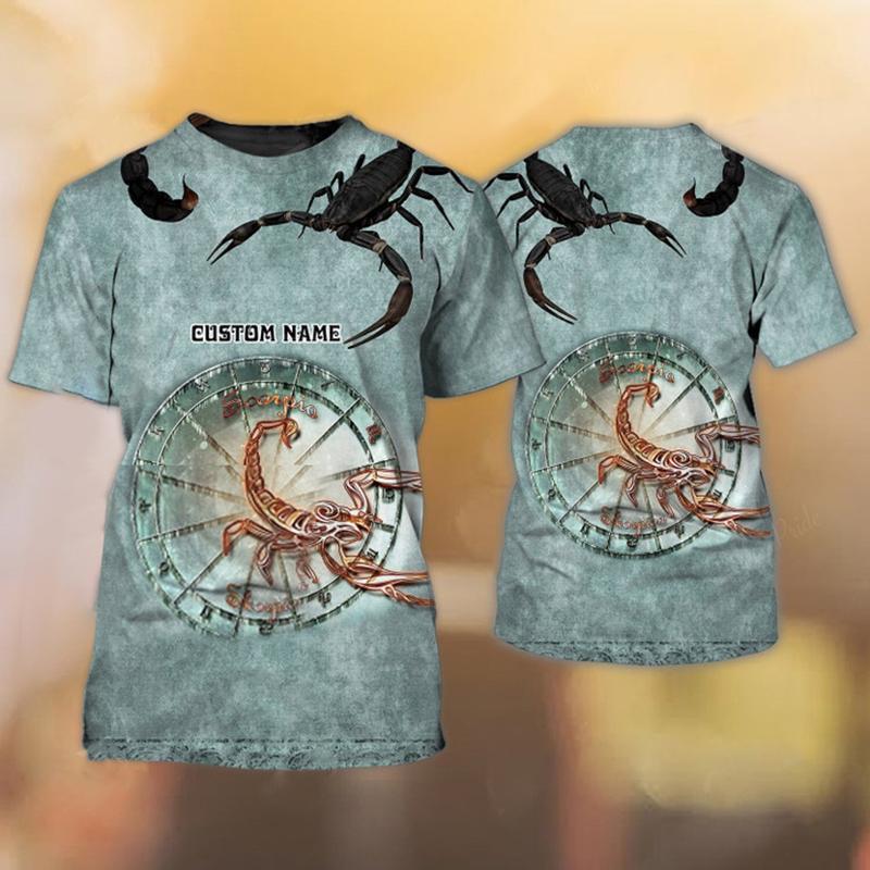 Мужская футболка с изображением животных, футболки с 3D принтом Скорпиона, забавные футболки, модная повседневная мужская уличная одежда, мужская одежда больших размеров