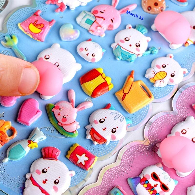 1Pcs Cartoon Animals Soft Puffy Butt 3D Stickers Diy Scrapbooking Journal Phone Case Decoration Sticker School Office Supplies