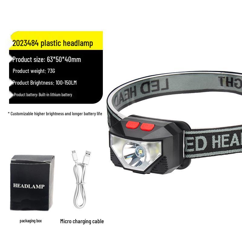 Светодиодный лазерный фонарь с двумя режимами света, перезаряжаемый налобный фонарь - Суперяркий, длительное время работы от аккумулятора, идеально подходит для ночной рыбалки