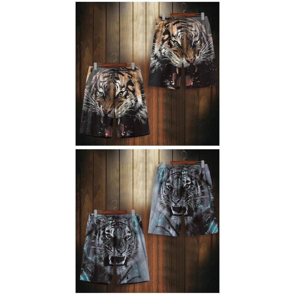 Tiger Head Black Blue Boxing Muay Thai Kickboxing Training Shorts Print Martial Art Boxer Unisex Men Women Kid Fighting Fitness Sport Gym Workout