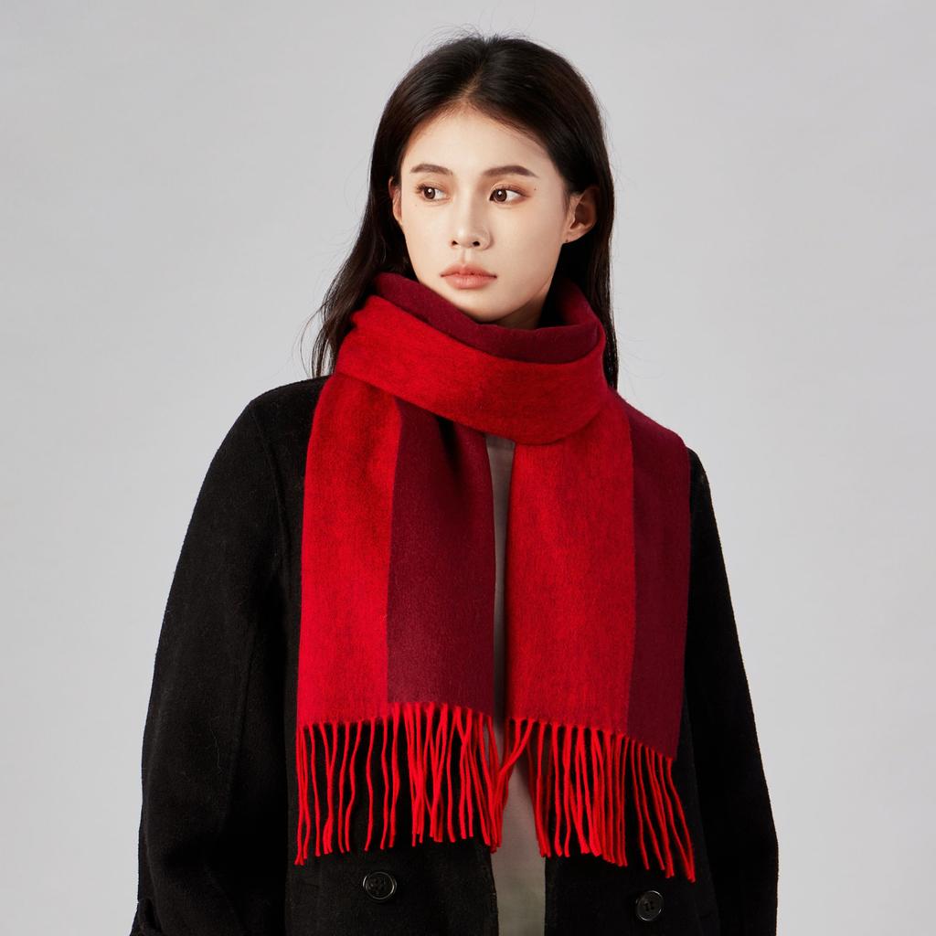 Зима 2025 года, новый женский простой однотонный шарф из 100% шерсти, высококачественный универсальный шарф, теплая мужская шаль
