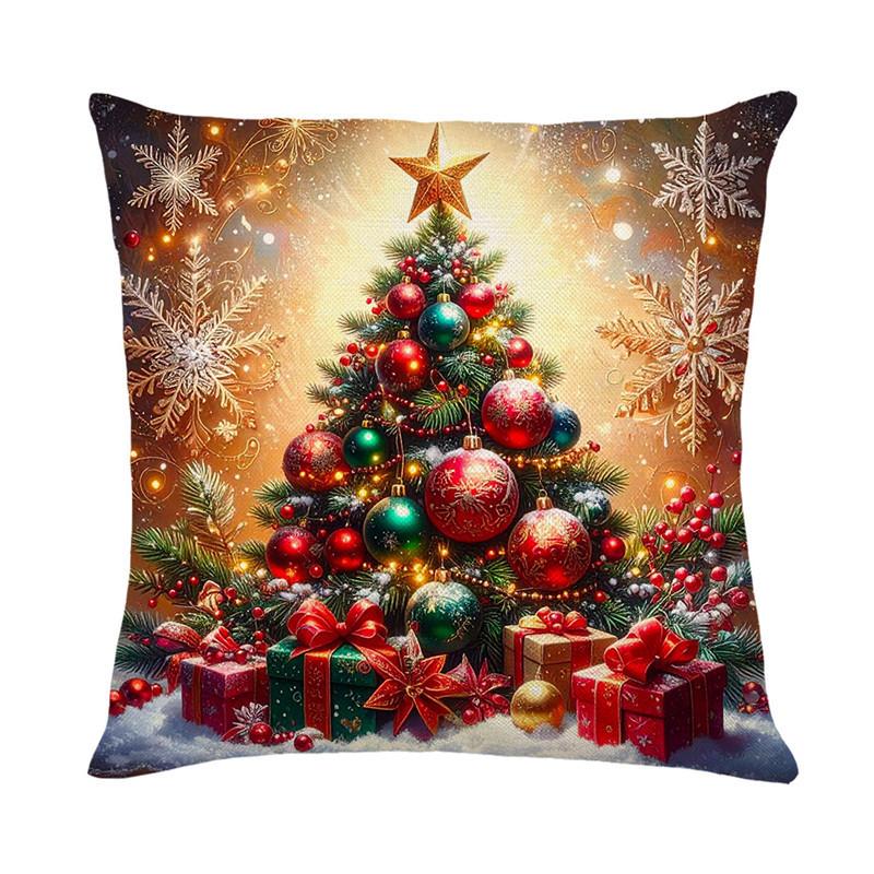 High-end Christmas Throw Pillowcase Core-free Polyester Bedside Cushion Printed Sofa Cushion