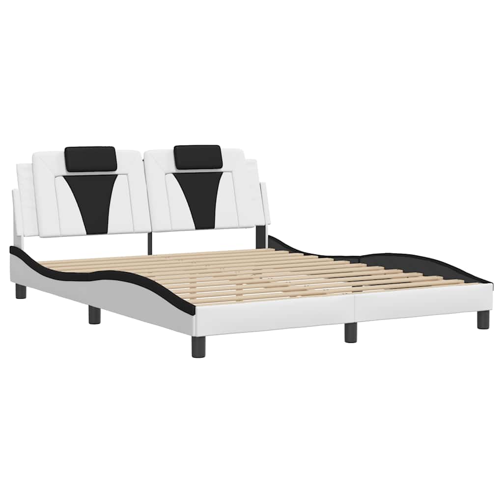 Viana Bed Frame without Mattress White and Black 160 x 200 cm Faux Leather