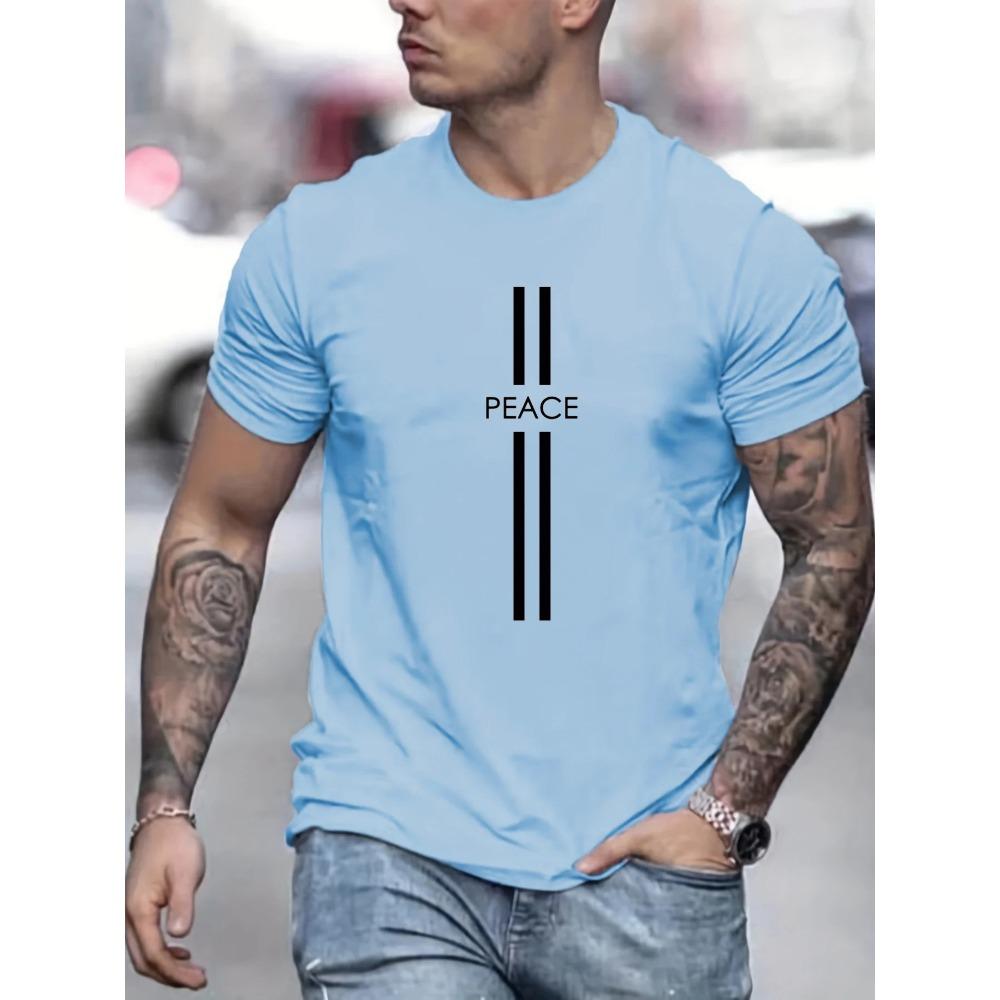 Мужская летняя свободная футболка свободного размера из 100% хлопка с принтом «Мир» с круглым вырезом и коротким рукавом