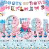 Popular Gender Reveal Theme Party Supplies Denim Style Gender Decoration Arrangement Props Tableware Banner