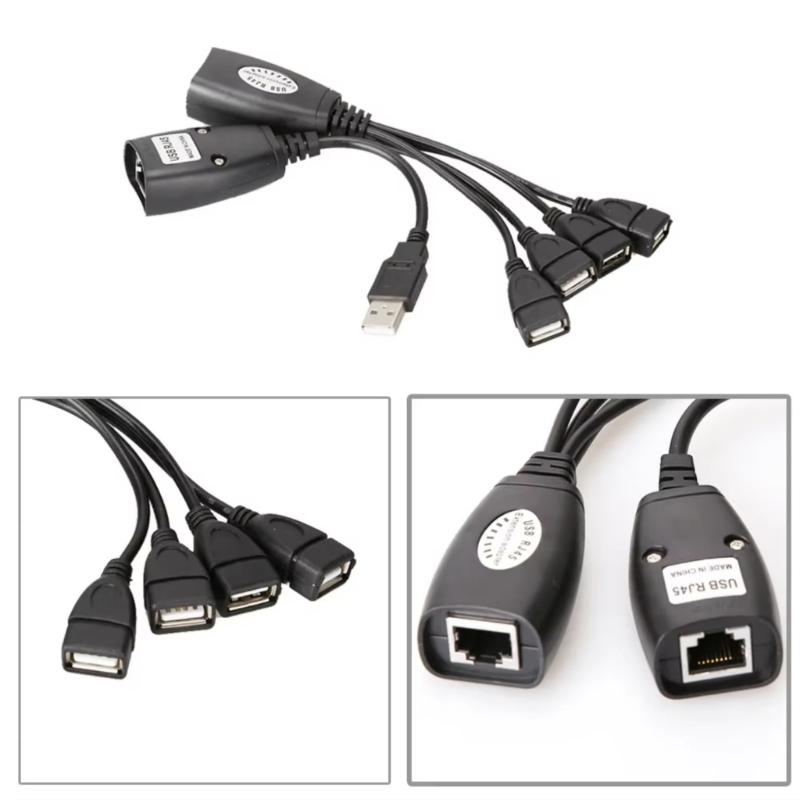 Долговечность 4-портовый USB по кабелю Cat6 50 метров USB-удлинитель по витой паре для стабильной передачи данных