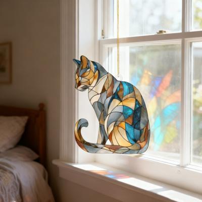 Красочный кулон в виде животного, акриловый ловец солнца, подвесное украшение для окна, 2D акриловая печать, праздничный декор