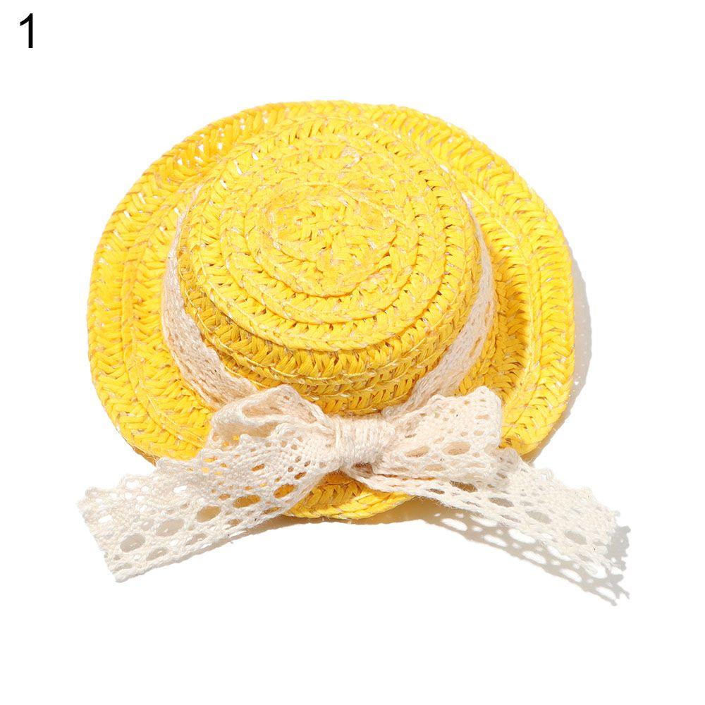 Ручная работа для куклы 1/12, кружевной бант, плетеные вручную шляпы, аксессуары для кукольной шляпы, соломенная шляпа, украшение для кукольного дома
